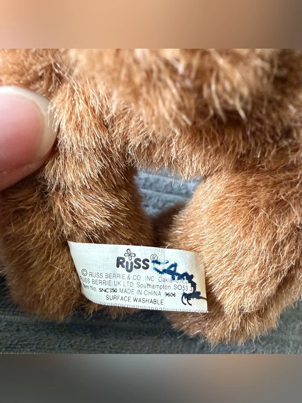 VTG Russ Brown Plush Teddy Bear with Cream Tag American Flag Sweater